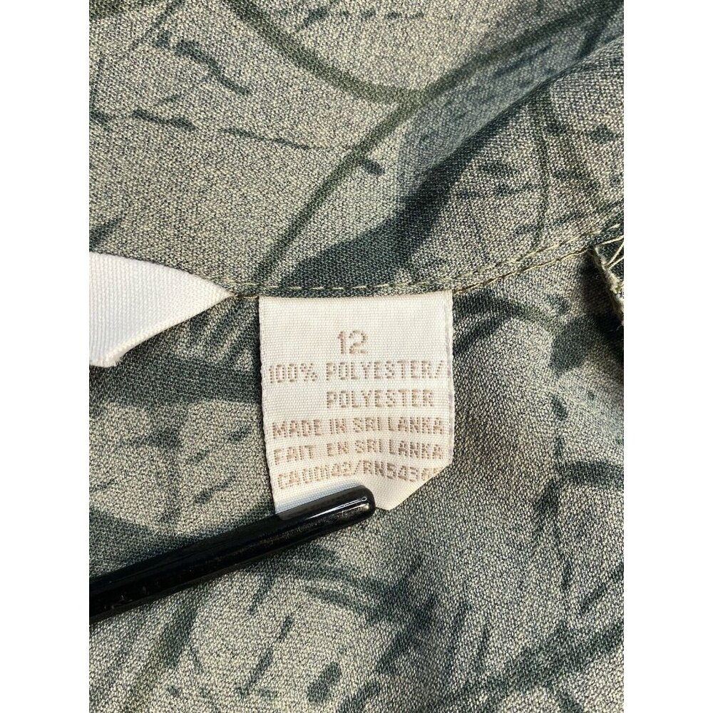 TanJay Casual button down Short Sleeve blouse size 12 P Olive Green VTG - Picture 4 of 9